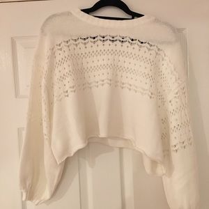 UO Rachel Pointelle Pullover Sweater in White